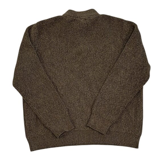 Vintage Eddie Bauer Brown Knit Sweater Men’s L 4 Button Fisherman Cabin Cozy - Picture 2 of 7